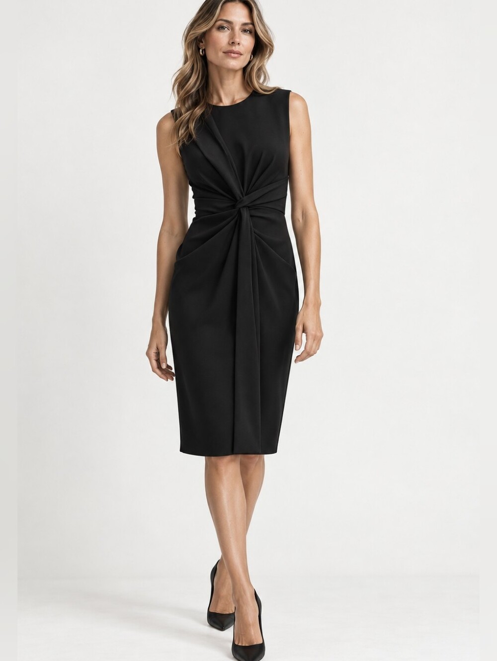 MM Lafleur Taylor 2.0 Sleeveless Twist Front Sheath Dress In Black Size 8